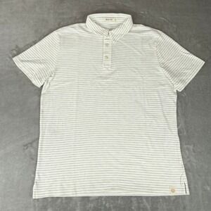 Marine Layer Polo Shirt Mens Medium Antique White Gray Striped Soft New NWOT